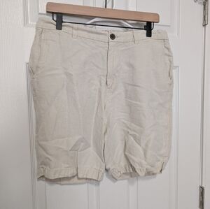 Tommy Bahama, Size 32, 9" Linen Blend Flat Front‎ Khaki Shorts, Golf, Resortwear